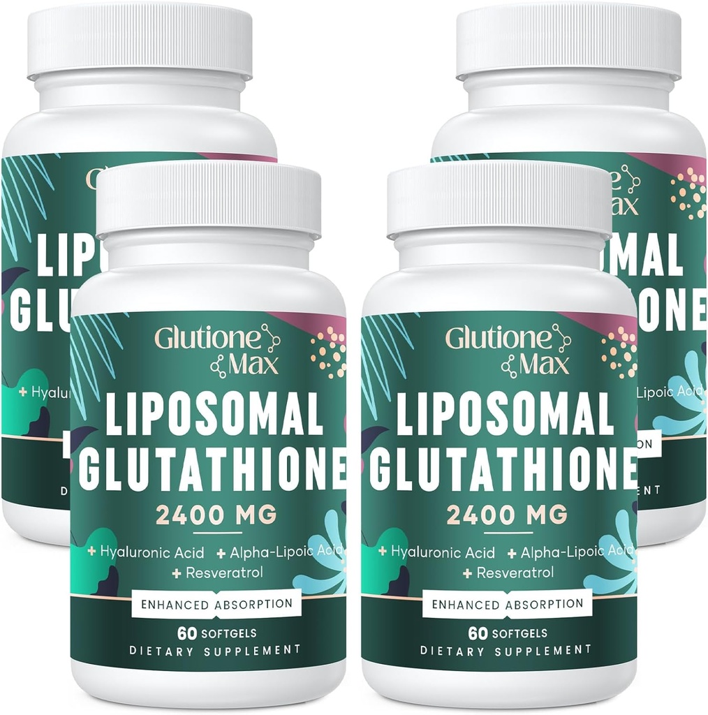 8- in-1 Liposomal Glutathione 2400 MG, Wysoka Absorpcja Antyoksydant Formuła - z kwasem hialuronowym, Kwas alfa- lipoinowy, Resveratrol - Skóra, Detox wątroby i układu immunologicznego, 240 Softgels