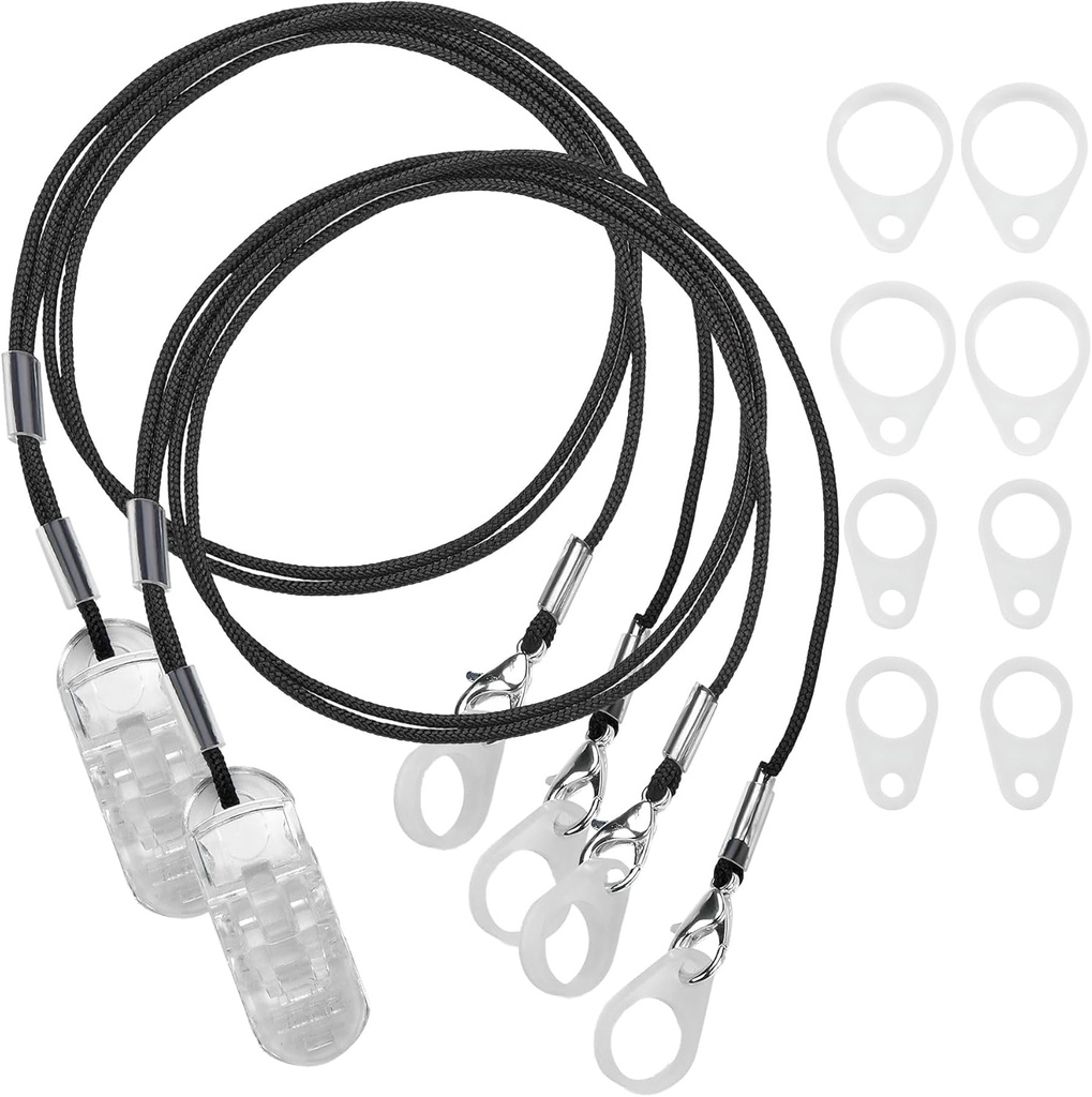 MEDca Aid Aid Clips - Ochraniacz z kordem Anti Lost Lanyard - Lina z pętlą i klinem bezpieczeństwa Idealny do za aparatem słuchowym ucha i wzmacniacze dźwięku osobistego, (Opakowanie 2)
