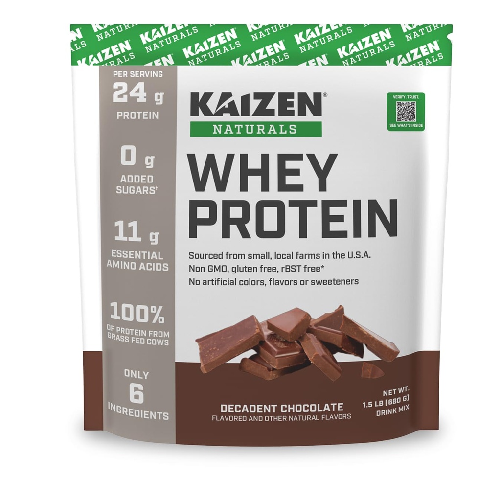 Whey Protein | Chocolate | 24g Protein | Grass fed | No Artificial Ingredients | 6 Ingredients | Satisfy Hunger | See the Test Results | No Added Sugar | Gluten Free | Non GMO | 1.5lb | 20 servings