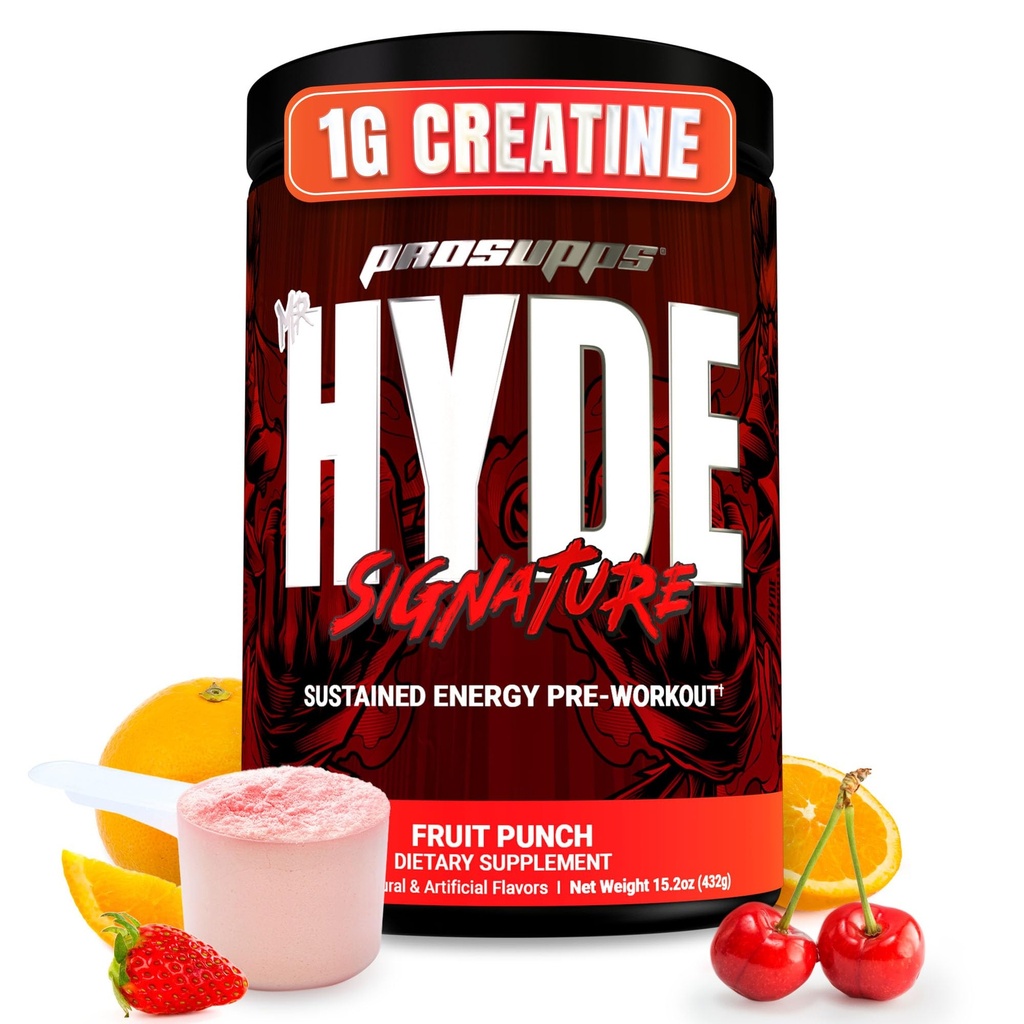 PROSUPPS Hyde Signature PreWorkout Powder with Creapine, Beta Alanine & Cafeline - Performance, Energy & Endurance - Clean Fitness & Gym Supplements for Men & Women (Fruit Punch, 60 Servings)