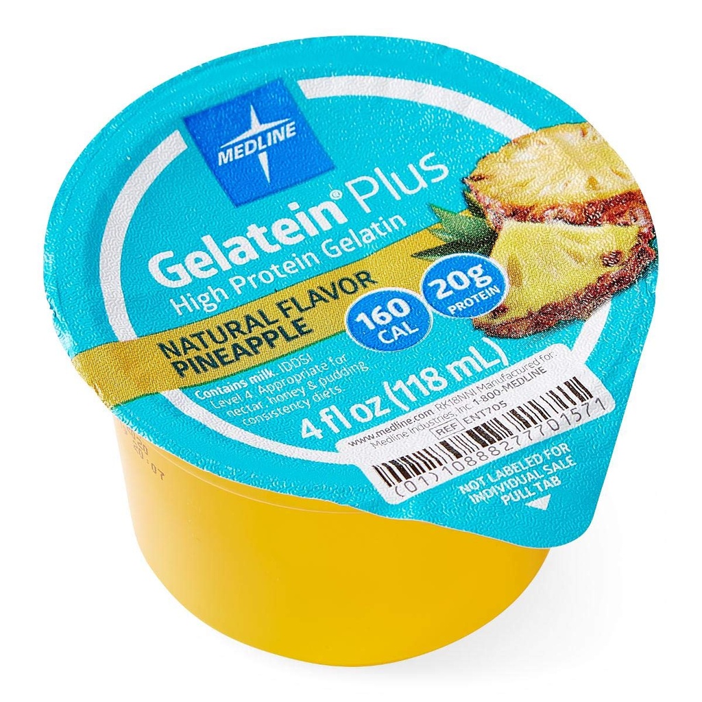 Medline Active Gelatein Plus suplement, Łatwy w obsłudze, Białko i Calorie Enhanced, Flavor ananasowy, 4oz. Cup (Przypadek 36)