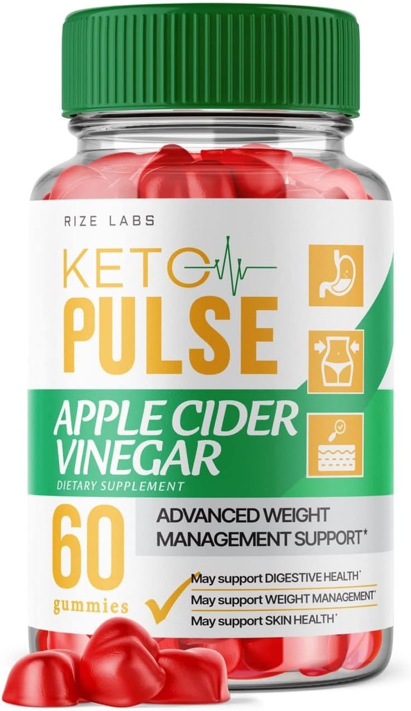 Rize laboratoria Keto Pulse Gummies - suplement do utraty masy ciała Składniki organiczne Jabłko Cydr Ocet Zaawansowane Active Keto i ACV Formula Plus Gomita (60 Gummies)