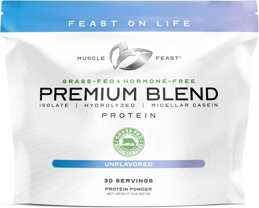 Muscle Feast Premium Mieszają wszystkie naturalne hormon darmo Grass- Fed białka serwatki w proszku, Unflavored, 2lb