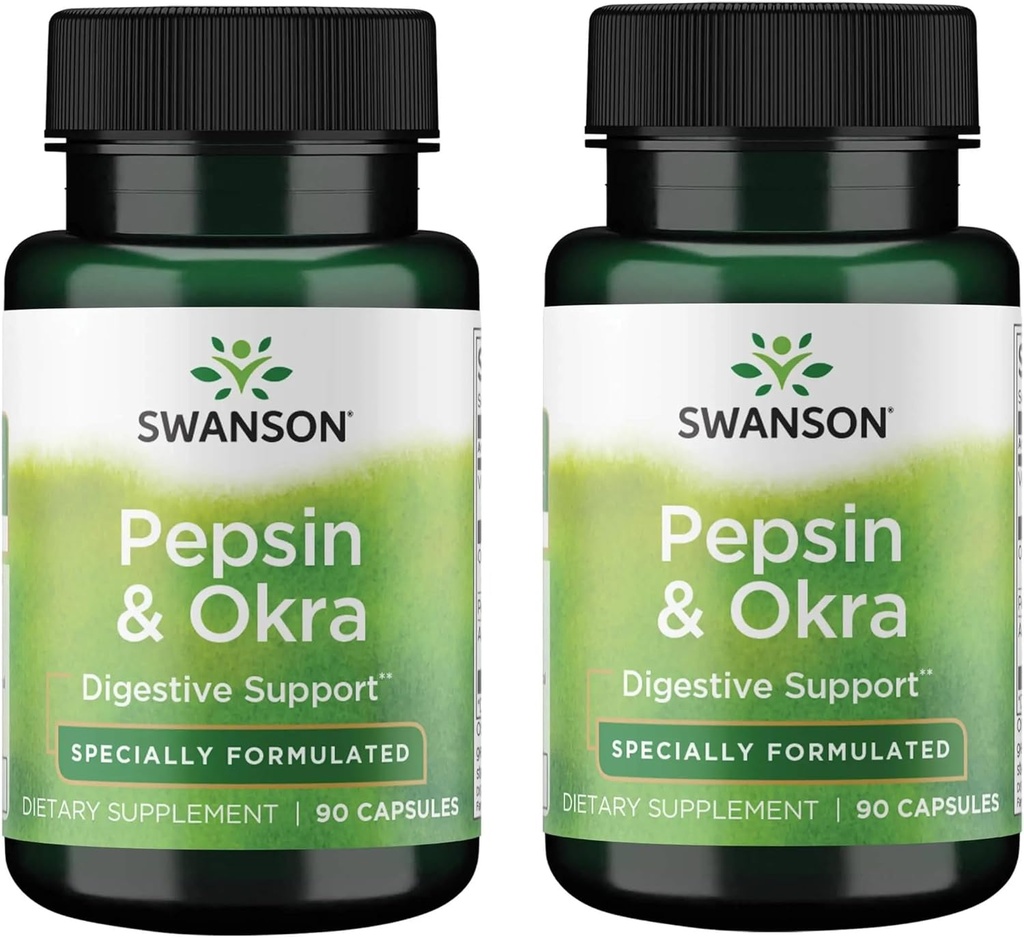 Swanson Pepsin '&' Okra 90 Czapki (2 opakowania)