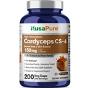 NusaPure Cordyceps 20: 1 Extract, 150 mg Ekwiwalent 3 000 mg 200 Kapsułek wegetariańskich (Sinensis CS- 4, Non-GMO, Vegan) Bioperine