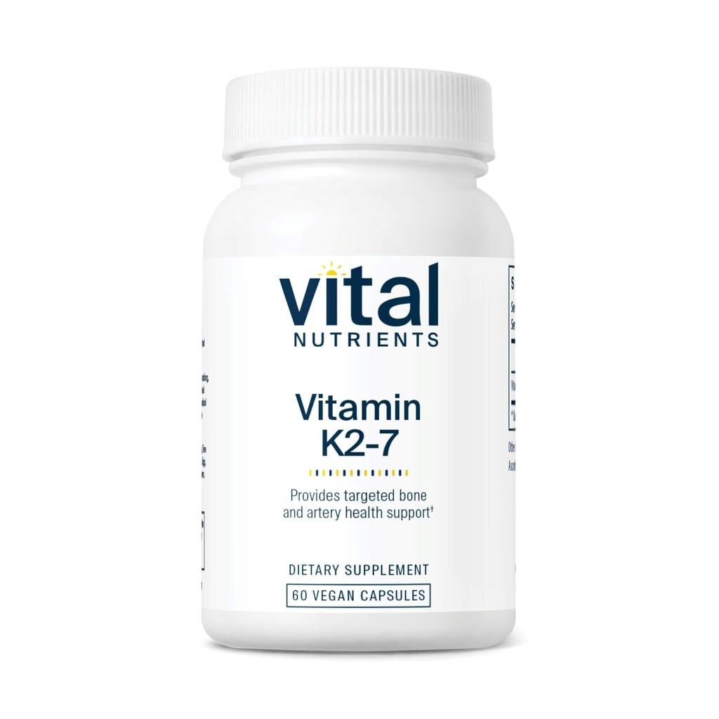 Vital Nutrigents Witamina K2- 7 XI124; Promotes Cardival, Heart, Bone Health * XI124; Witamina K2 + MK7 XI124; Wegański suplement witaminy K XI124; Gluten, Dairy, Soy Free XI124; Non-GMO XI124; 60 Kapsułki