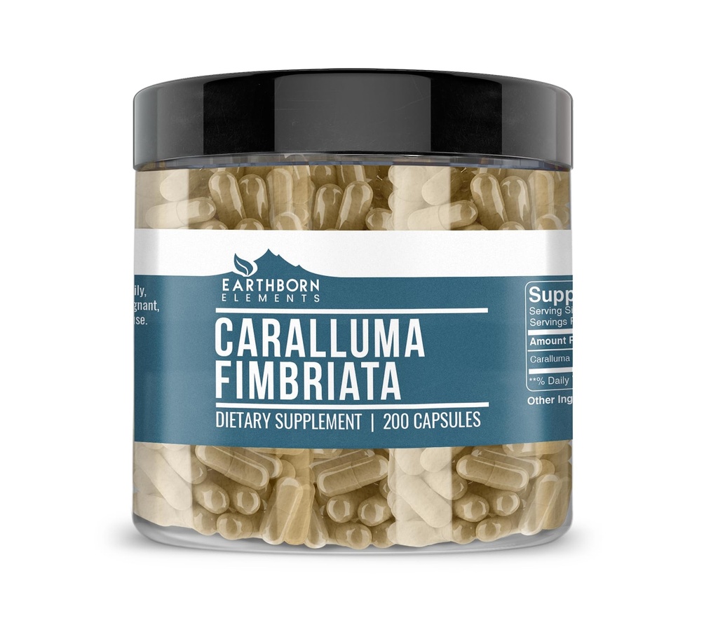 Earthborn Elementy Caralluma Fimbriata 200 Kapsułki, Czyste i Nierozcieńczone, Brak dodatków