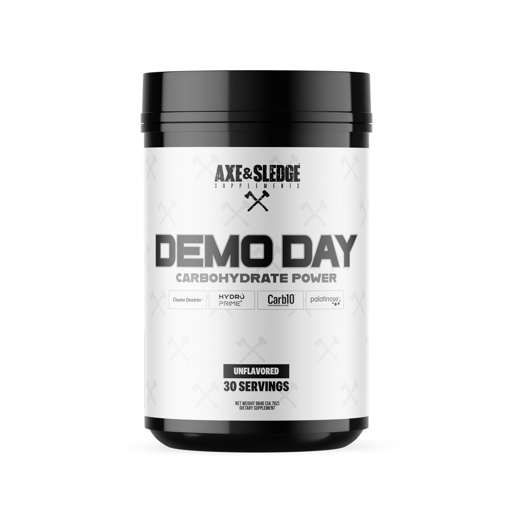 Axe & Sledge Supplements Demo Day Intra- Workout Karbohydrat proszku z Dekstryna klastra, Carb10, Hydromax, & Palatynoza, Zwiększenie wydajności i pompy, 30 Służenia (Unflavored)