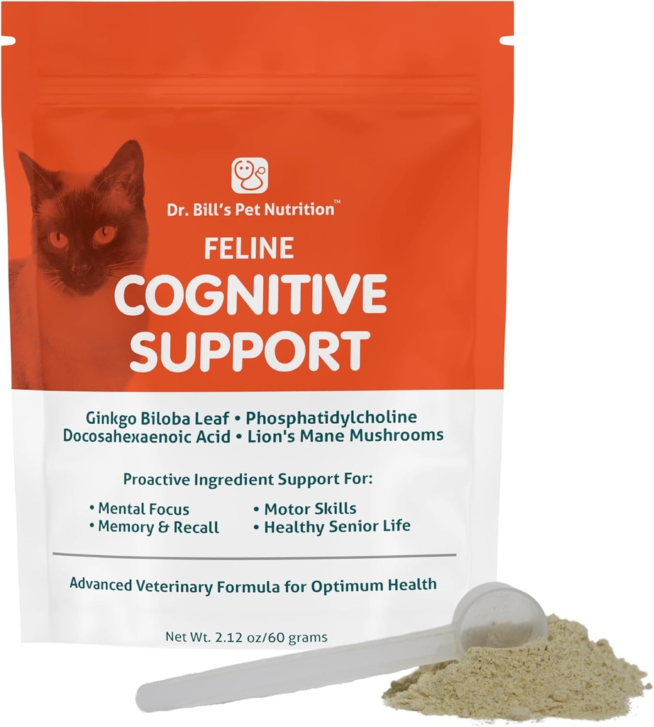 Doc Bill 's Feline Cognitive Support 124; Memory Support Supplement for Cats Death 124; Pet Supplement Death 124; Zawiera Gingko Biloba, L- Carnosine, Witaminę B- 12, L- Glutaminę, L- Tyrozynę i DHA