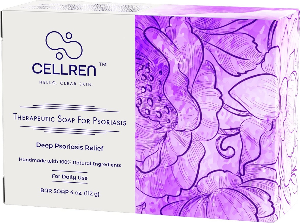 CellRen łuszczyca Mydło Bar. Naturalna ulga dla łuszczycy. Extra Skin- Calming Formuła. 4oz