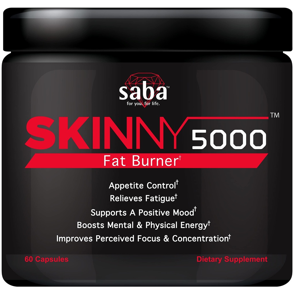 Saba Skinny 5000 -Tłuszcz Utrata -Waga Loss- Apetite Control -łagodny Jitter- wolne energi- Focus -60 Kapsułki