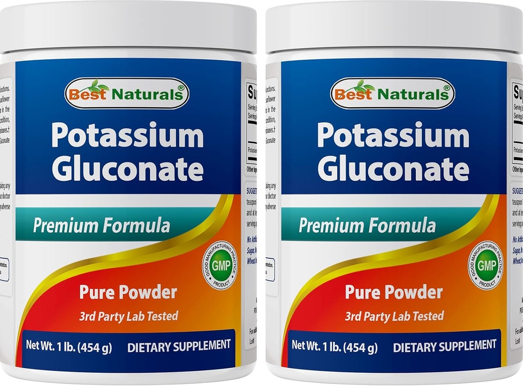 Najlepszy naturalny Glukonian potasu 1lb Proszek (1 LB (opakowanie po 2))