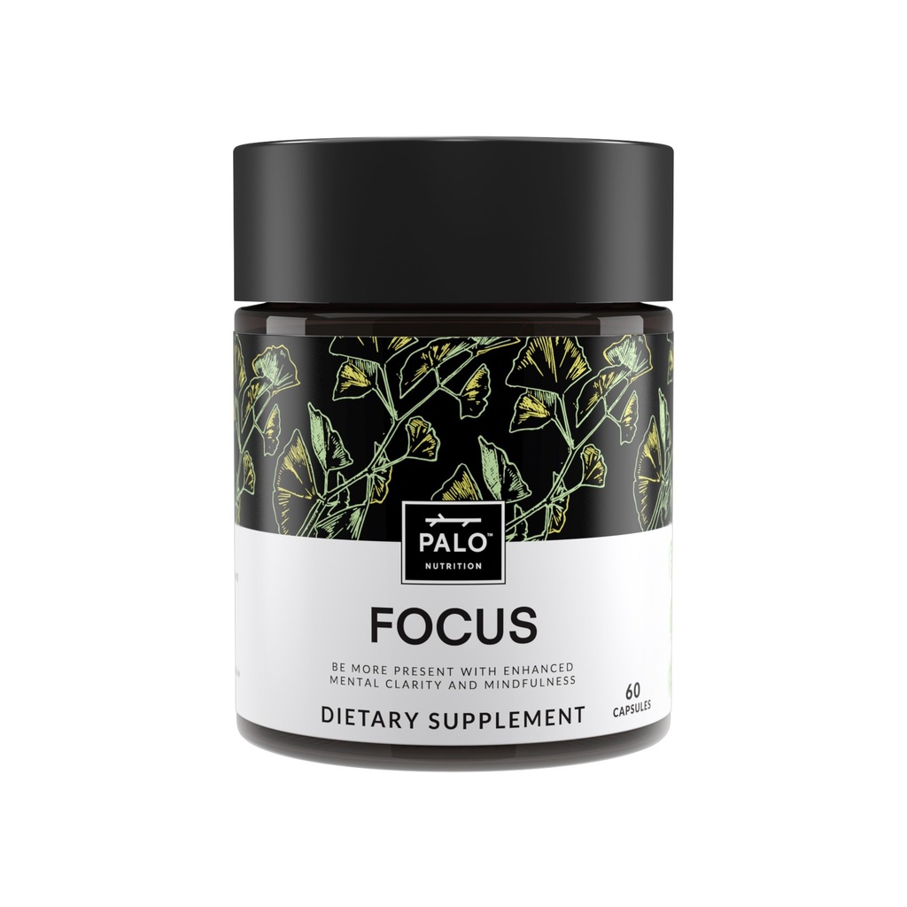 PALO FOCUS Brain Booster Natural Supplement Nootropic for Memory, Focus, Learning, Reall, Uwaga i Cognition - Ginkgo Biloba, Bacopa, Gotu Kola, Ashwagandha,, Mucuna 60 kapsułek