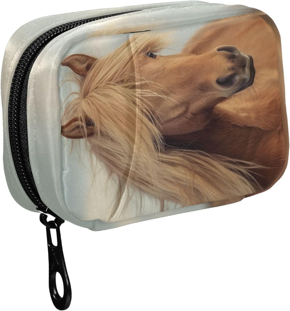 Fustylead Beautiful Brown Horse z Long Mane Pill Organizator Case z Zipper 2 razy Dzień dla witaminy i suplementu, 7 Dzień Travel Organizer Case Medicine
