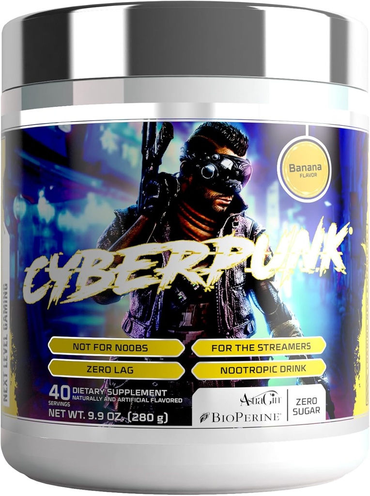 CYBERPUNK w proszku do gry suplement ASTM 124; Energy & Focus Napoje nootropowe 124; Adaptogen Formula + Witaminy i Minerały 124; Naturalne składniki 124; 40 Sług (Banana)