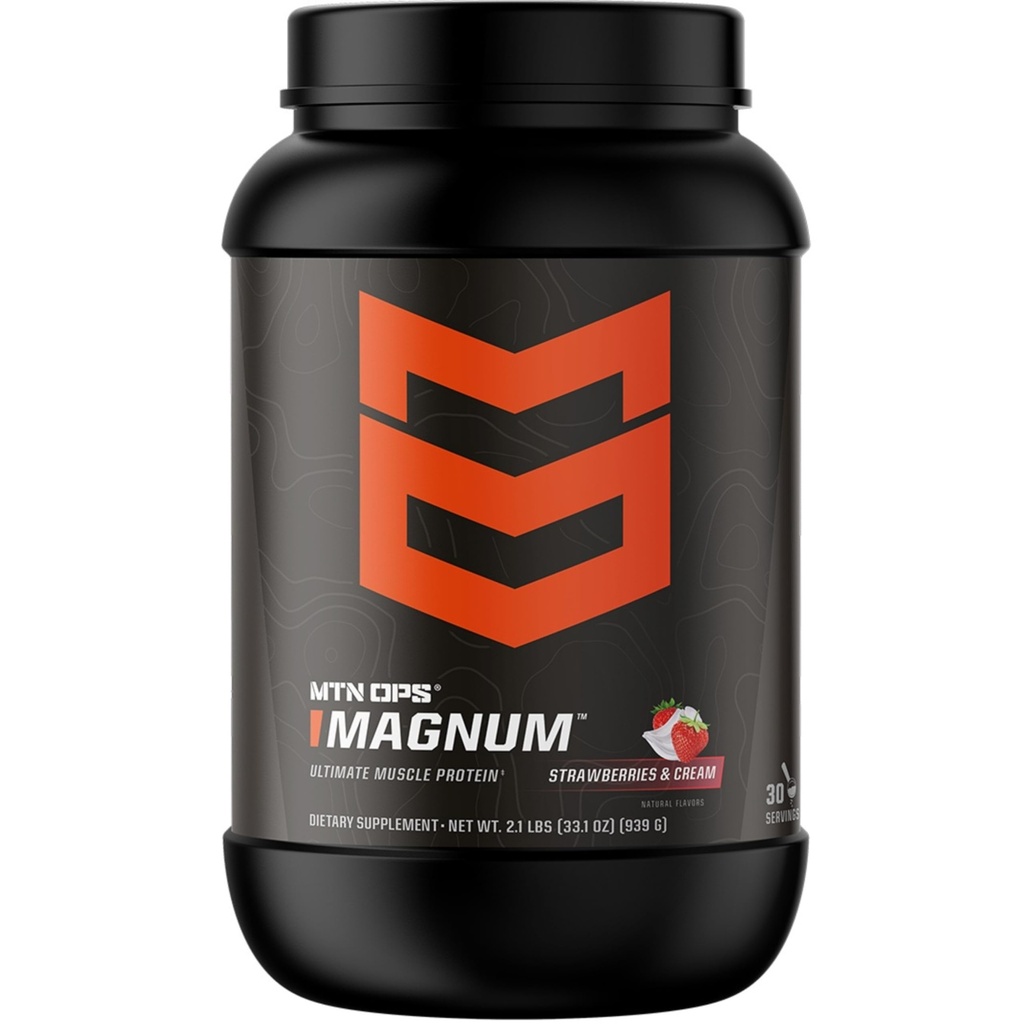 MTN OPS Magnum Strawberry Protein Powder, 23 g serwatki Isolate Protein & Milk Protein with BCAA, Zero Sugar & Gluten Free, Truskawki & Cream, 30- Serving Tub