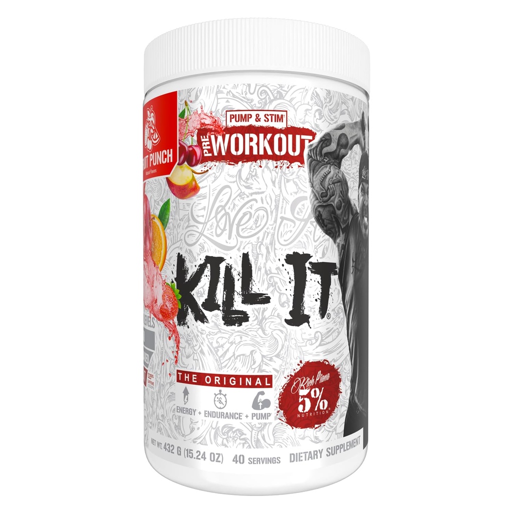 5% Żywienie bogaty Piana zabić go przed treningiem w / Kreatyna, Kofeina, Beta Alanina, Hydroprime Glicerol do pompy, Wytrzymałość 124; 20 / 40 Srvgs (40 Służenie, Owoce Punch)