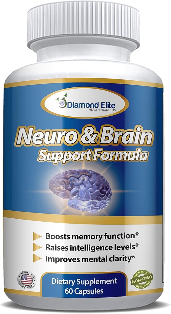 Neuro & Mózg Pielęgnacja, Dodatkowa Siła Suplement Mózgu dla Pamięci, Skupianie, & Jasność - Wzmacnia Funkcja Pamięci, Poziomy inteligencji i Focus, Premium Suplement Zdrowia Mózgu dla mężczyzn i kobiet, 60 Kapsułki