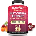 Nutrivein Premium Tart Cherry Capsules 3000mg: Ultra Strength Tart Cherry Extract Supplement for Post-Athletic Recovery, Detox, Rest, & Mobility