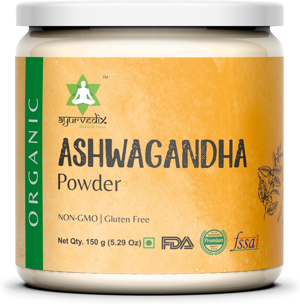 Proszek korzeniowy organiczny Ashwaganda 124; 5,29oz Proch wielokrotnego użytku