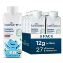 KATE FARMS Organic Pediatric 1.2 Wysokie Calorie Czekoladowe Żywienie Shake, 12g Białko, 27 Witaminy i Minerały, Mączka Wymiana, 8.45 oz (6 opakowań)