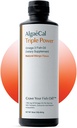 ALGAECAL Triple Power 1200mg EPA & DHA Omega 3 Suplement oleju do ryb, Pomocniczy mózg, Serce, Skóra i kości, Płynna Emulsja Mango Smak, Burp- Mniej, Cukier - wolne, Made in USA