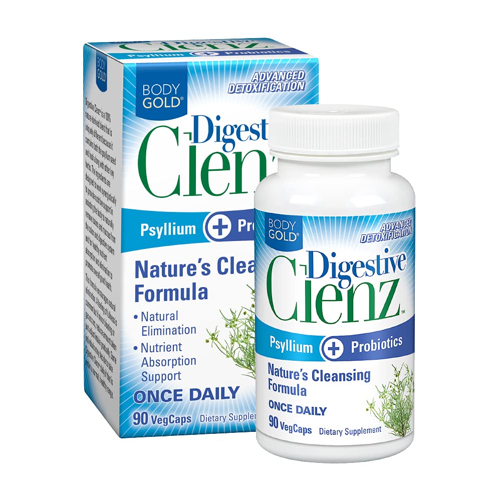Body Gold Digestive Clenz 124; Zdrowe detoksykacji, Eliminacja i odżywczy Wchłanianie Wsparcie 124; 30 Sług, 90 VegCaps
