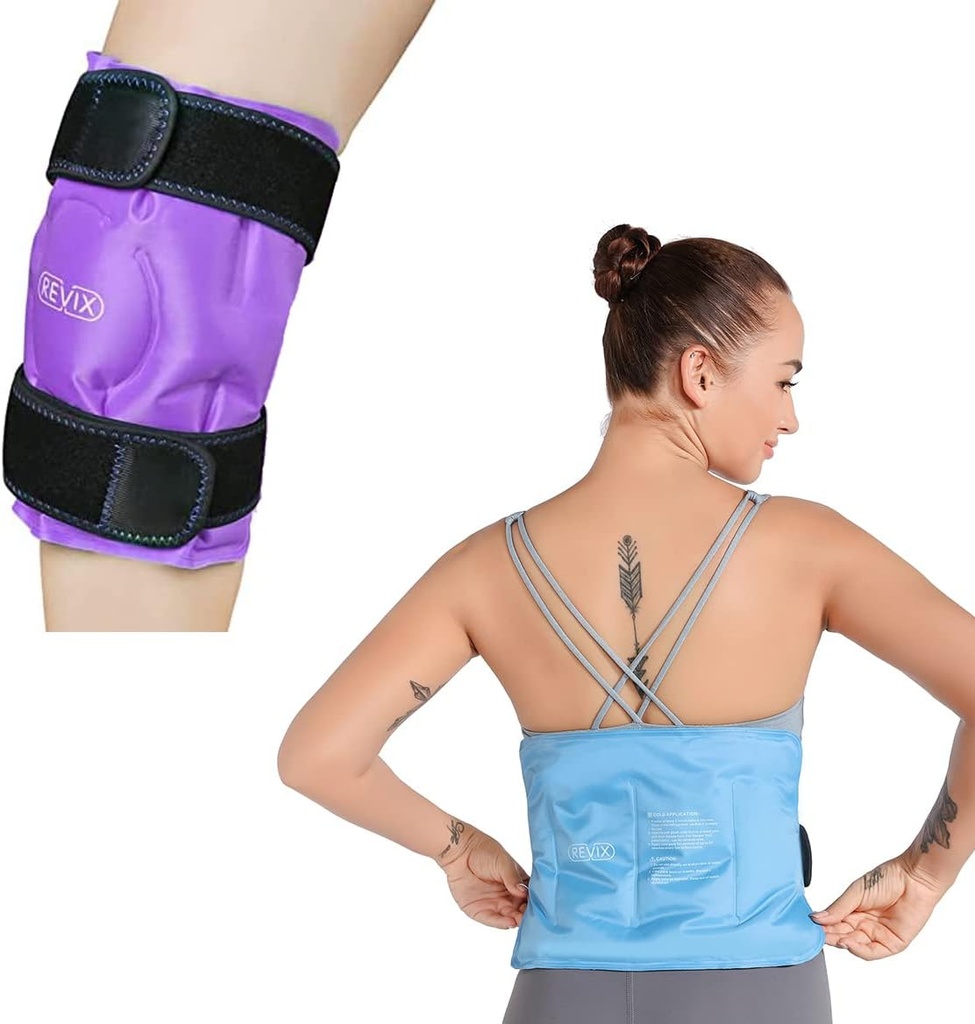 REVIX Kolano i Tylny Ice Pack dla urazów wielokrotnego użytku, żel Ice Wrap z zimnej terapii kompresji