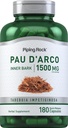 Piping Rock PAU D 'Arco kapsułki 124; 1500 mg 124; 180 tabletek 124; Wewnętrzny Bark Blok 124; Herb Extract Supplement Supplement 124; Non-GMO, Gluten Free