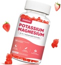 Gummy z magnezem potasu dla dorosłych Dzieci, Glicynian magnezu i Cytrat potasu, Plus Multivitamina, Omega- 3 i Pieprz czarny, Kurcze nóg, Zdrowie mięśni i serca, 60ct