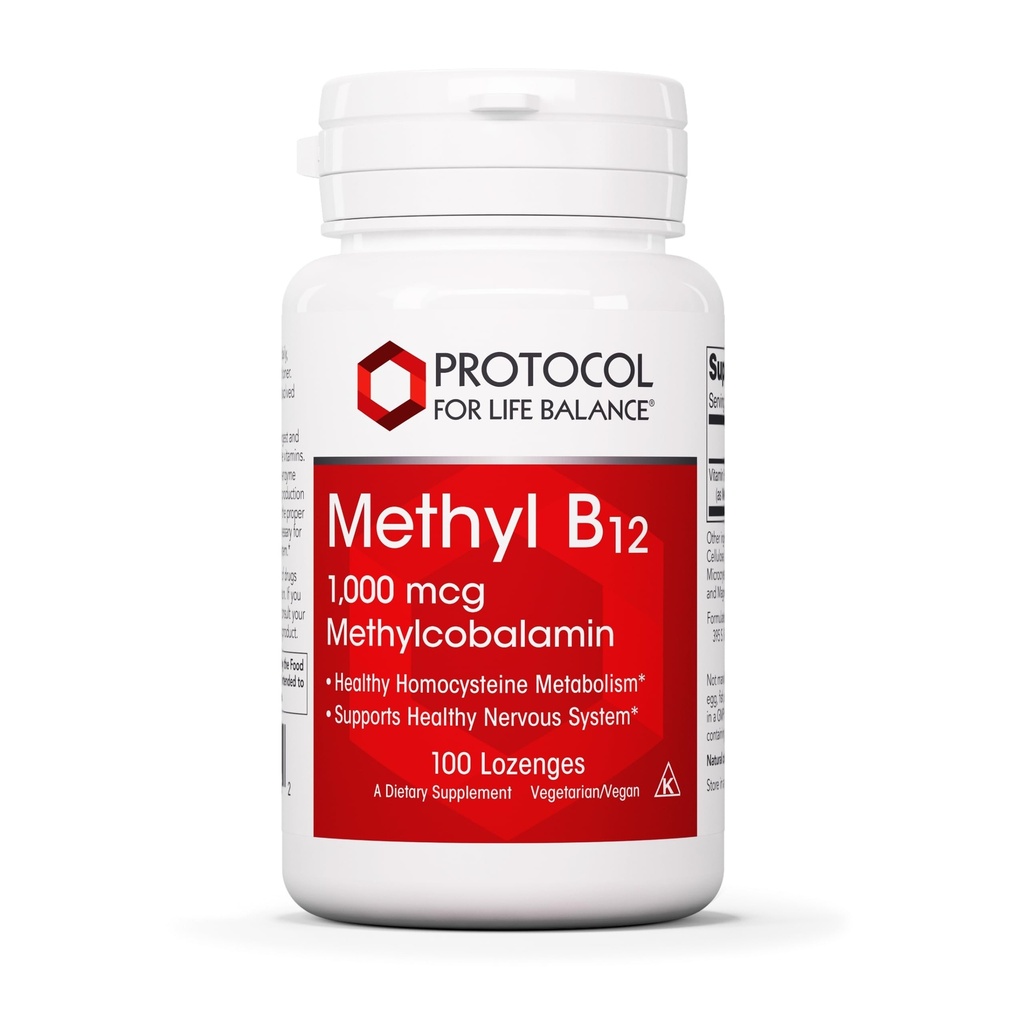 PROTOKÓŁ BILANSU ŻYCIA B12 1,000mcg - Witamina B12 dla homocysteiny Metabolizm - Wsparcie zdrowia mózgu i układu nerwowego - Kosher, Halal & Vegan - 100 Lozenges