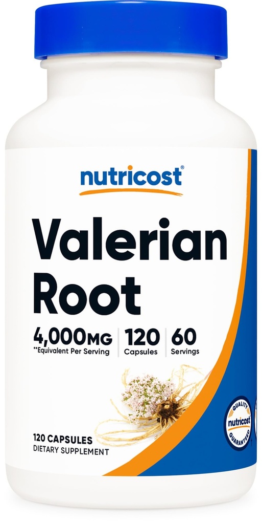 Kapsułki Nutricost Valerian Root (1000mg na Podawanie) 120 Kapsułek - 4,000mg ekwiwalent na Podawanie (4: 1 Ekstrakt), Czapki wegetariańskie, Gluten Free, Non-GMO