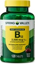 Wiosenna Dolina, Witamina B12 2500 MCG, B12 Quick- Rozpuścić tabletki Cherry Flavor Suplement diety, Witamina B12, 120 Count - Nowy wygląd (Opakowanie 1)