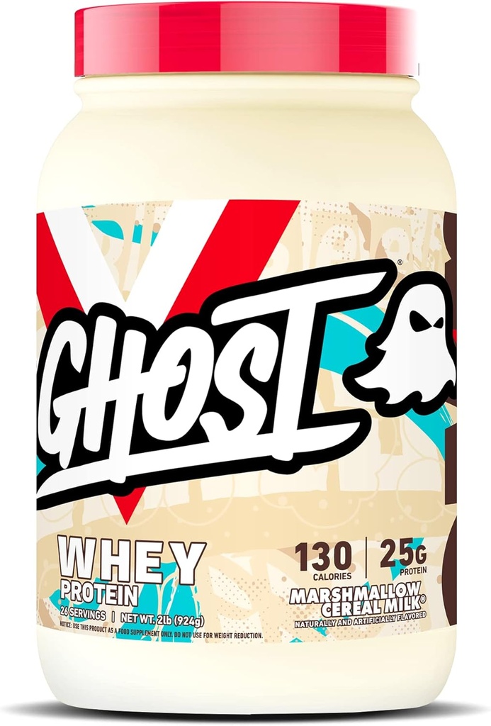 GHOST Proszek z białka serwatki, mleko zbożowe z marmuru - 2LB, 25G białka - Mieszanka białka serwatki - Postworkout Fitness & Nutrition Shakes, Smoothies, Pieczenie i Gotowanie - Soy & Gluten- Free