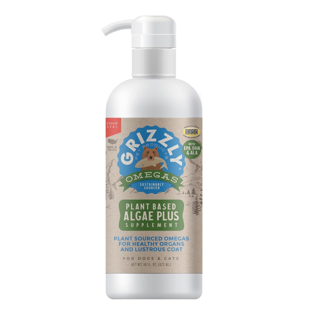 Grizzly Pet ProductsAlgal Plus Omega 3- 6- 9 Suplement pokarmowy dla psów i kotów, 16 Butelka z owocami