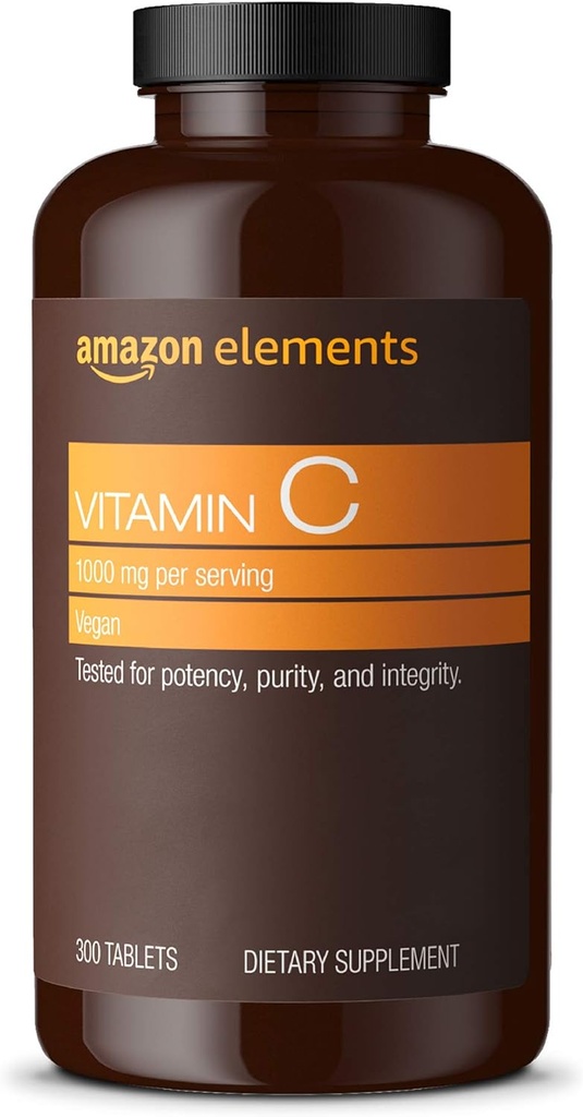 Elementy Witamina C 1000mg, Wspomaga zdrowy system immunologiczny, Wegan, 300 Tabletki, 10 miesięcy dostawy