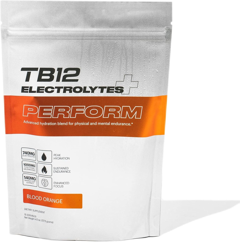 TB12 Electrolytes Plus Perform - Wstępne ćwiczenia Electrolytes Powder z Adaptogens & Nootropics 124; Wspiera energię, Focus, i Endurance Pension 124; Bez cukru, Wegan, Nie GMO Electrolyte w proszku