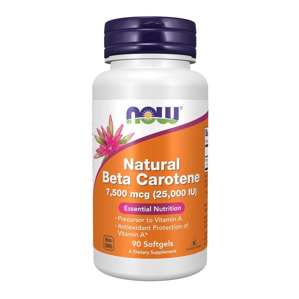 Teraz suplementy żywności, Natural Beta Caroten 25,000 j.m., Esential Nutrition, 90 Softgels