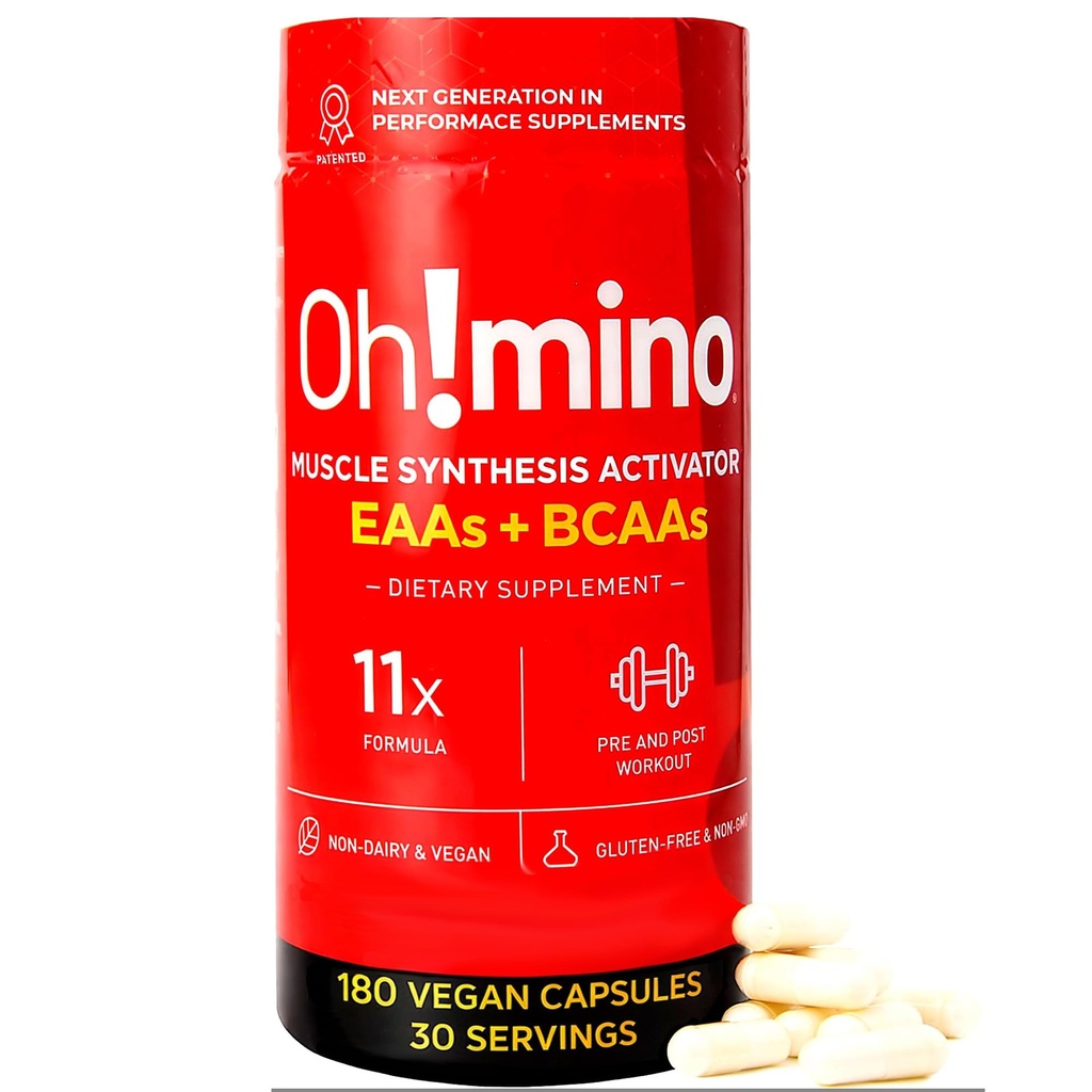 Mino Essential Amino Acids Supplement. Kapsułki z kofeiną. Wszystkie 9 EAA, BCAA i The Perfect Amino na treningi, Amino Energy, i budować mięśnie i odzyskać szybciej.