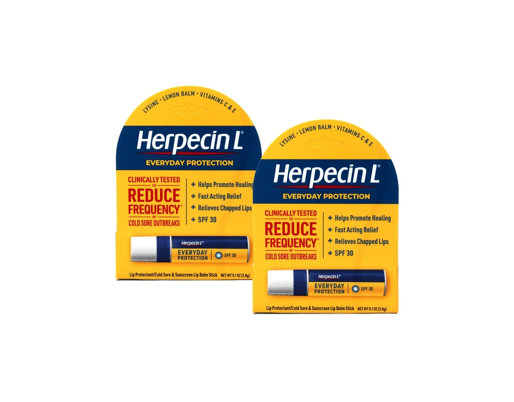 Herpecin L Balsam Lip Stick z SPF30 i Lysine; Chroni i traktuje zimny wrzód i gorączka Blistry, Połamane Wargi, 0.1oz - 2 Pack