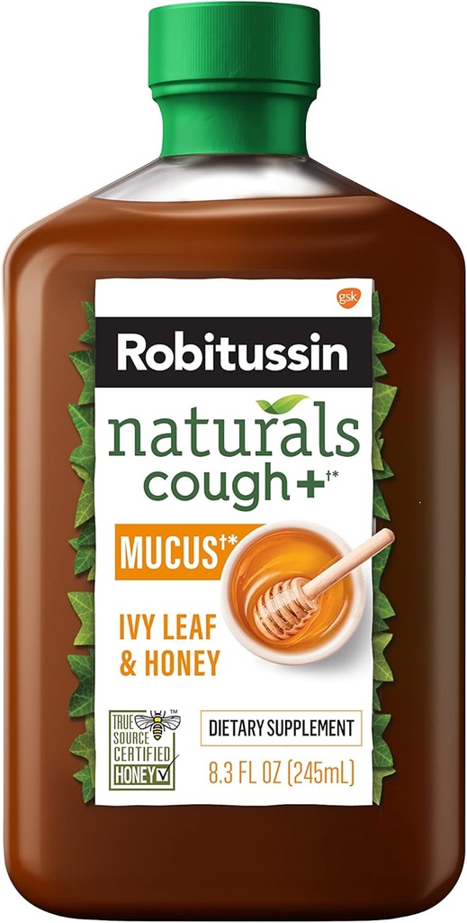 Robitussin Naturals Honey and Ivy Leaf Dietetic Supplement Relieves Ocasional Cough Associated with Hoarness, Dry Throat, and Irritants, 8.3 oz