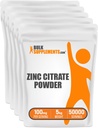 BulkSupplements.com Proszek Cynk Cytrate - Suplementy cynku, Cynk 30 mg, Proszek cynku - Czysty Cynk Cytrate, do wsparcia immunologicznego - Bez glutenu, 100 mg na jedną porcję, 5kg (11 funtów)