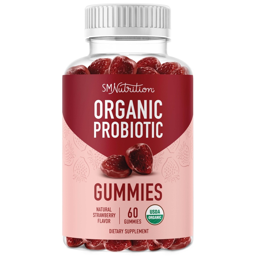 Organiczne Gummie Probiotyki 124; 5 Miliard Probiotyki CFU dla Żywieniowego Zdrowia i Wsparcia immunologicznego 124; Hardy Bacillus Subtilis 124; Truskawkowe Gummeje 124; Półka Stabilna, Bez glutenu, Wegan 124; 60 Ct. (1 Miesiąc Dostawy)