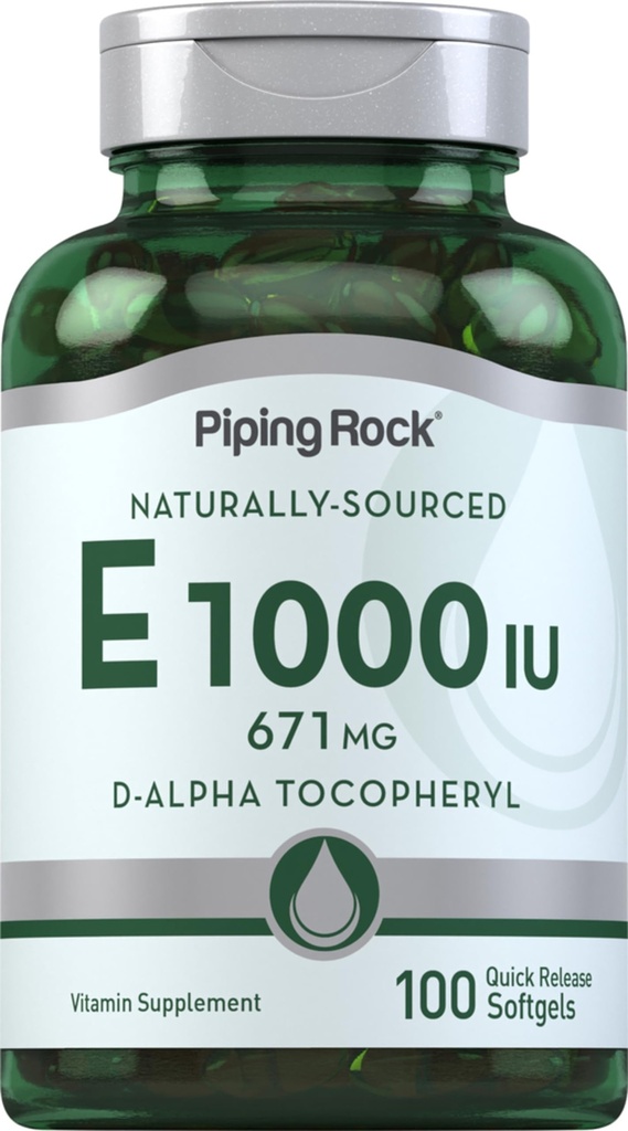 Witamina E 1000 j. m. softgel kapsułki 124; 671mg 124; 100 tabletek 124; D- Alpha Tocopheryl Supplement 124; Non-GMO, Gluten Free