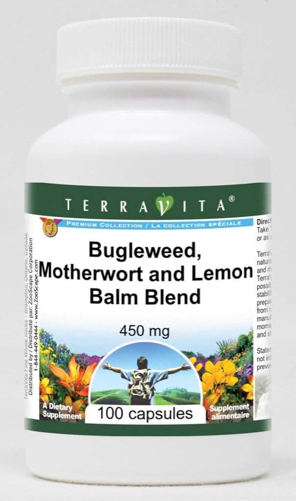 Wsparcie dla tarczycy - Bugleweed, Motherwort i Lemon Balm - 450 mg (100 kapsułek, ZIN: 511178) - 2 opakowania