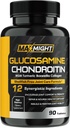 Glukozamina Chondroitin MSM Turmeric, Boswellia, 12- in-1, Joint Comfort, Mobilność, smarowanie i siła dla mężczyzn Kobiety & Senior, 90 Tab, No Shellfish