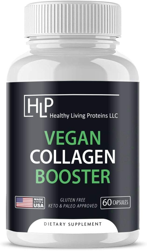 Zdrowe żywe białka 124; Wegan Colagen Booster 124; Pomaga Wsparcie i Boost Kolagen w Twoim systemie dla zdrowych włosów, skóry, paznokci 124; Wegan, Wegetarianin, Keto, Paleo, Gluten Free 124; Kapsułki (60 Count)