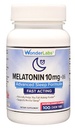 Wonder Laboratories Chewable Melatonin 10mg + B6 Szybkie rozpuszczenie pomaga upaść sen szybciej, Stay Asleep Dłuższy 100 Hrabia