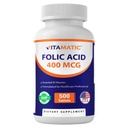 Witamiczny kwas foliowy 400 µg - 500 Tabletki wegetariańskie - Witamina B9