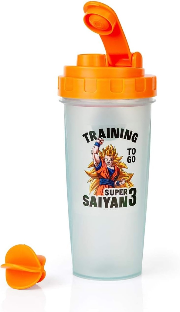 Dragon Ball Z Super Saiyan Goku Gym Butelka shaker -20-uncja BPA- Darmowe plastikowe butelki z mikserem z whiskey Ball - Protein Shake, Meal Wymiana, Smoothie Mixer - Akcesoria do ćwiczeń siłowni - Idealny DBZ prezenty